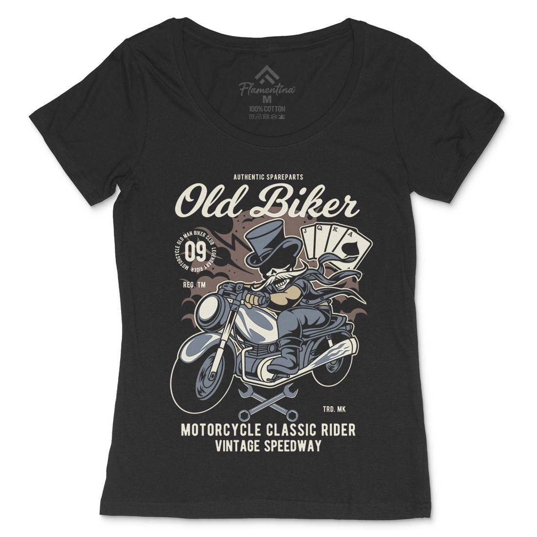 Old Man Biker Womens Scoop Neck T-Shirt Motorcycles C406