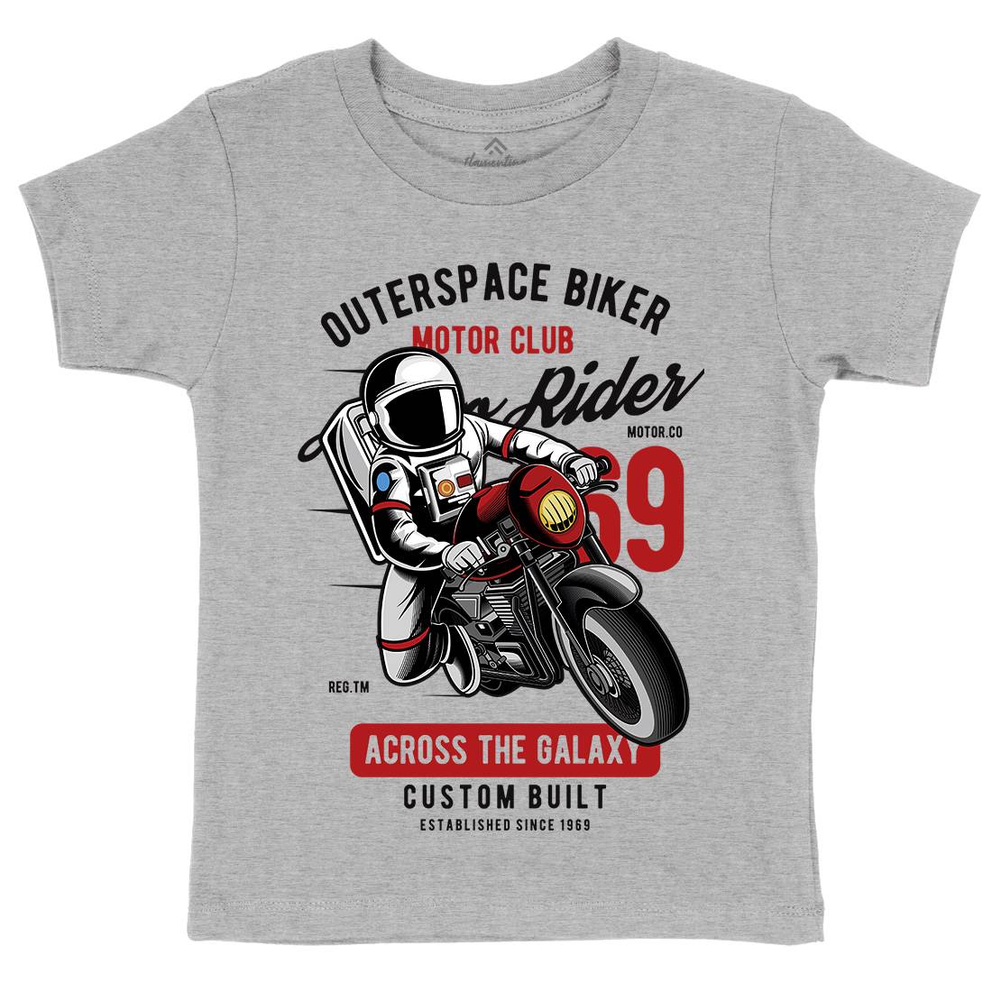 Outer Space Biker Kids Organic Crew Neck T-Shirt Space C407