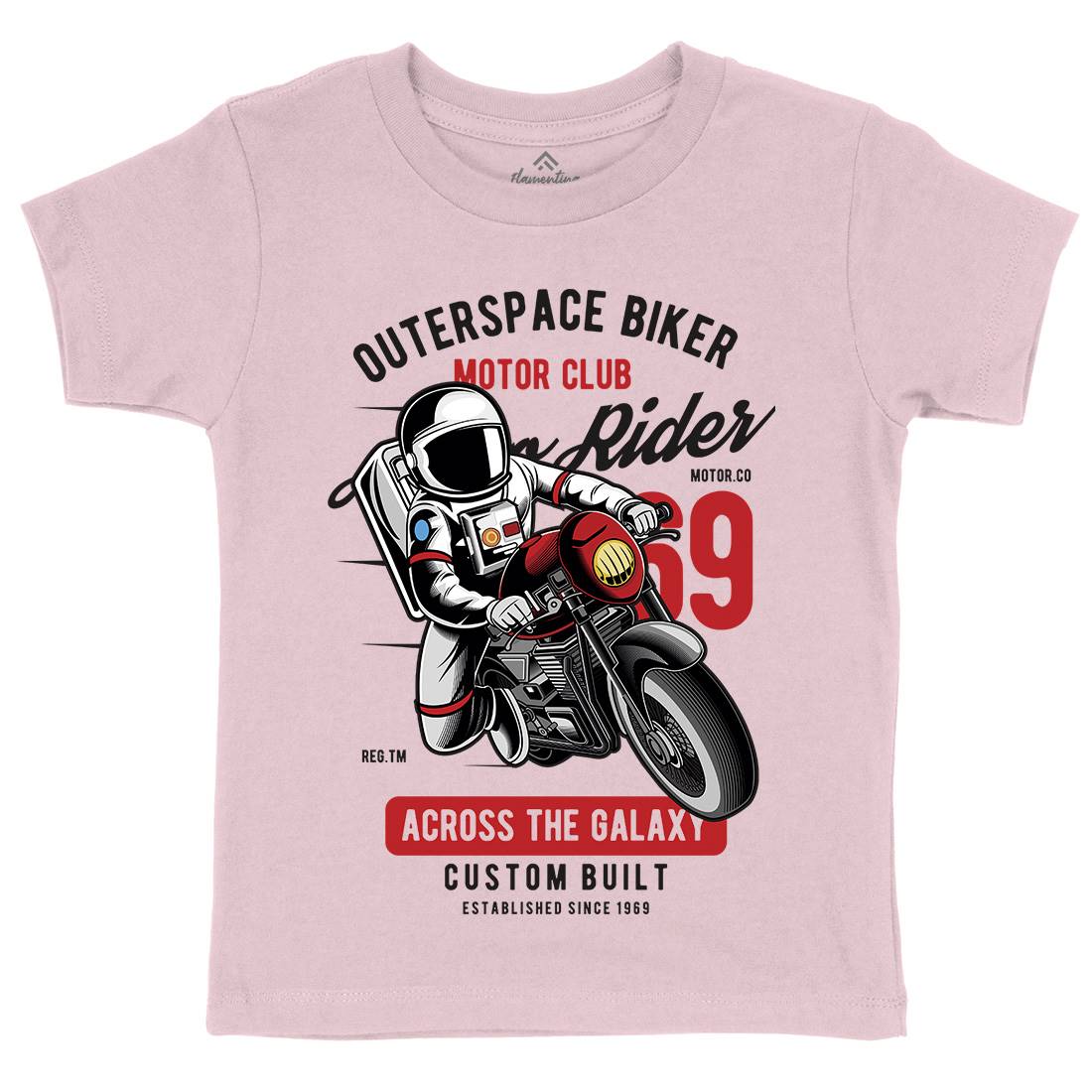 Outer Space Biker Kids Organic Crew Neck T-Shirt Space C407