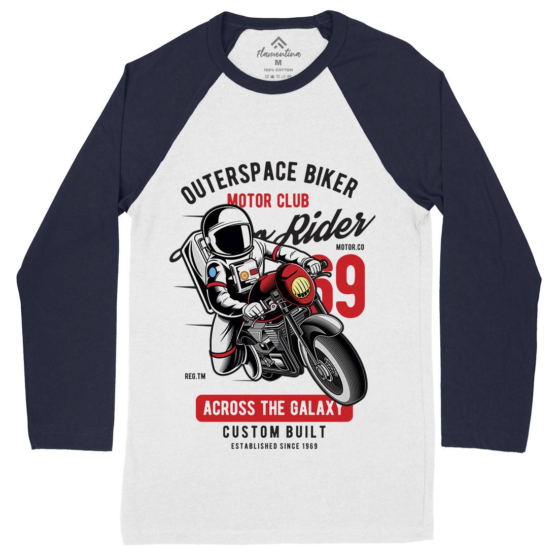 Outer Space Biker Mens Long Sleeve Baseball T-Shirt Space C407