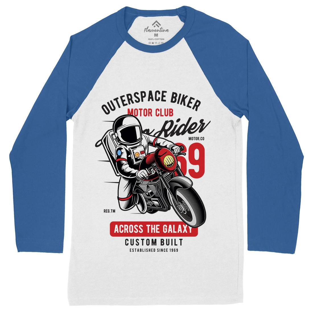 Outer Space Biker Mens Long Sleeve Baseball T-Shirt Space C407