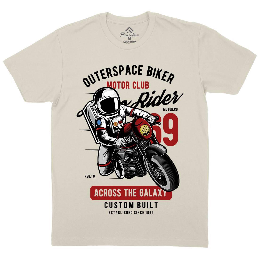 Outer Space Biker Mens Organic Crew Neck T-Shirt Space C407