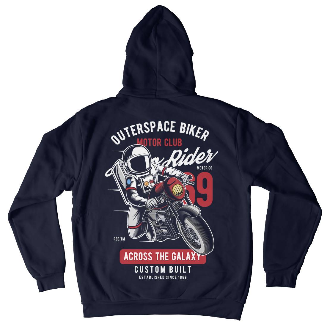 Outer Space Biker Mens Hoodie With Pocket Space C407