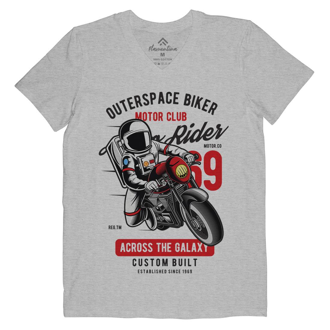 Outer Space Biker Mens V-Neck T-Shirt Space C407