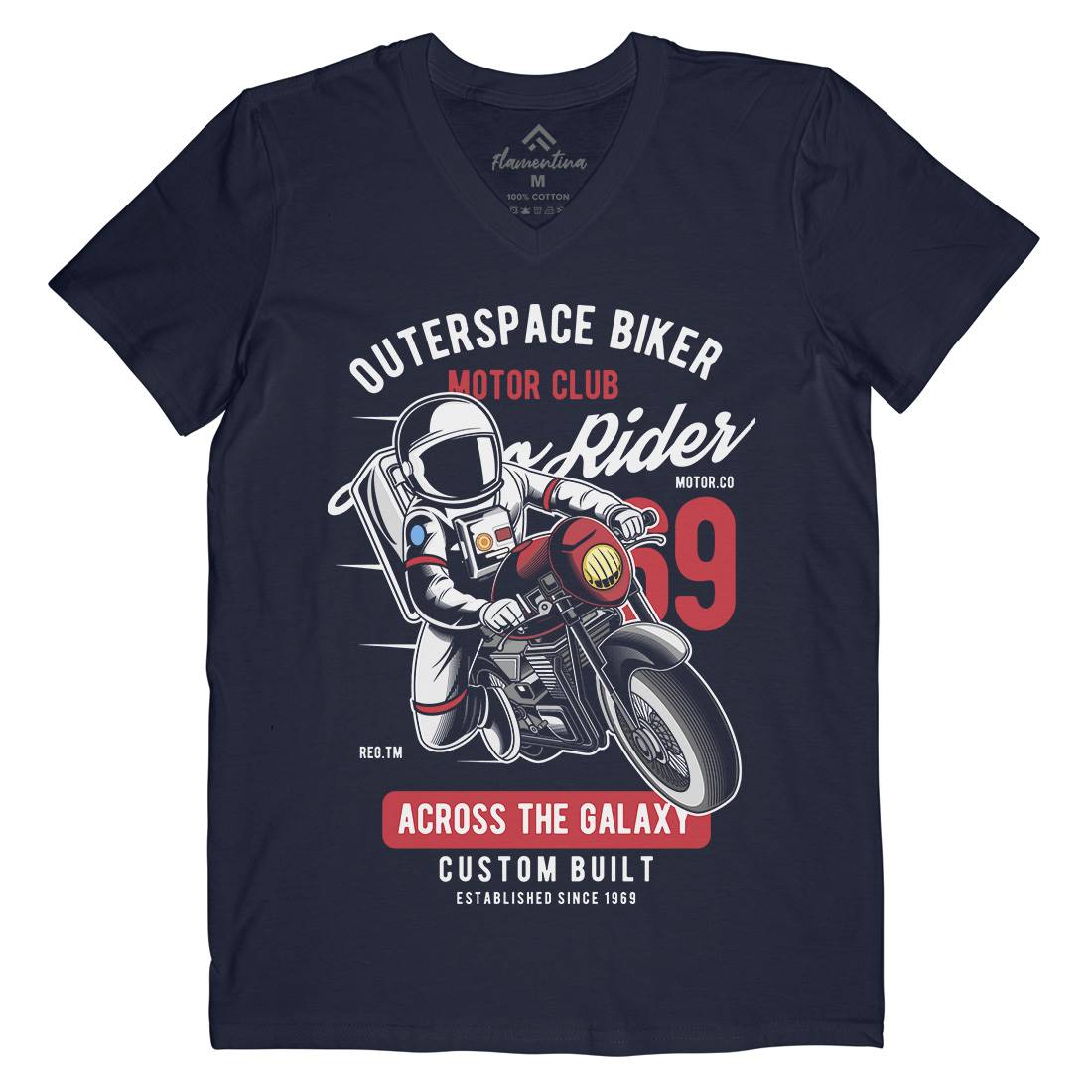 Outer Space Biker Mens Organic V-Neck T-Shirt Space C407