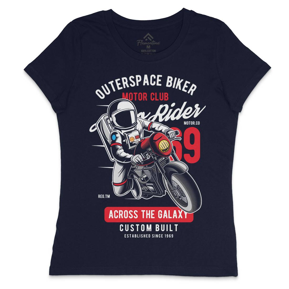 Outer Space Biker Womens Crew Neck T-Shirt Space C407