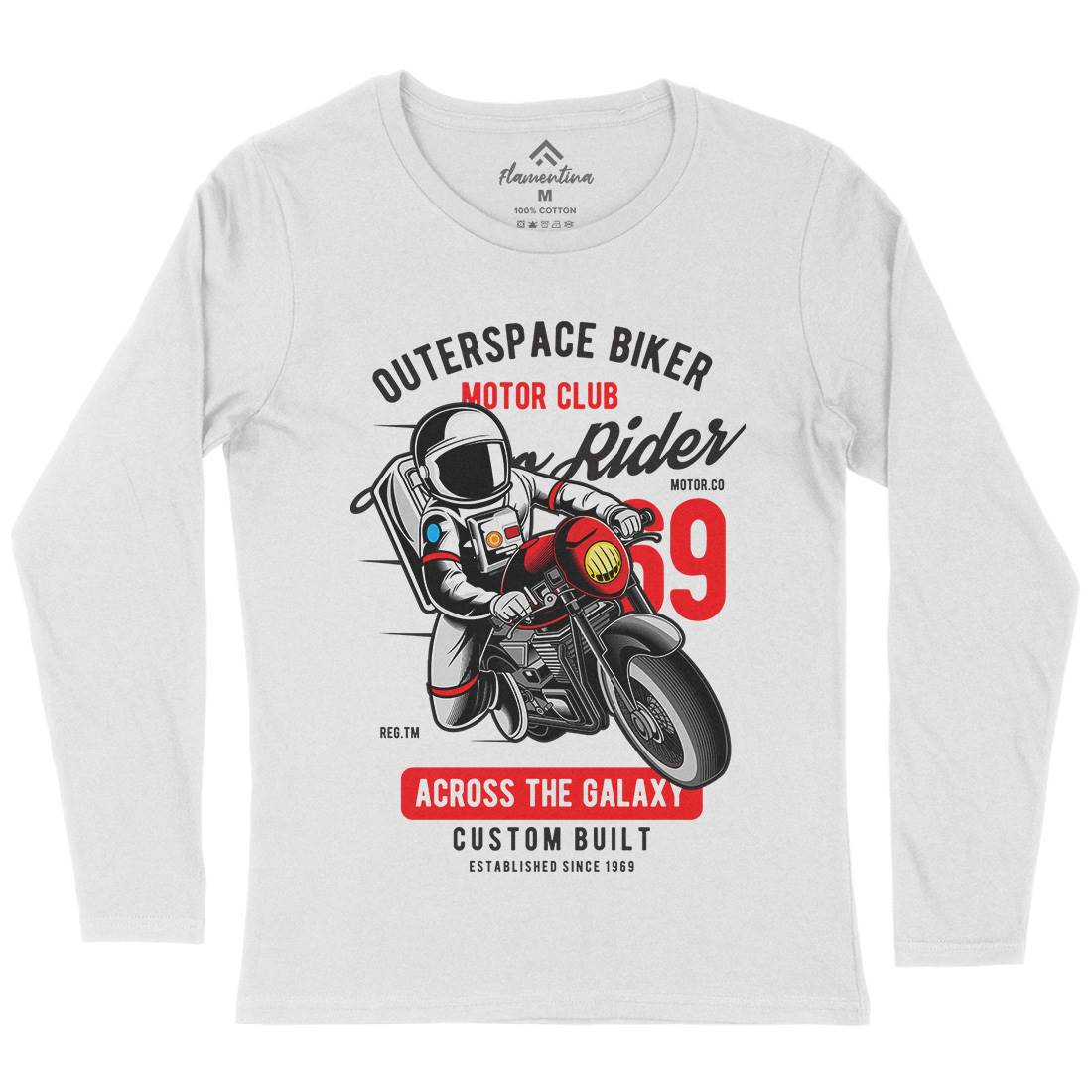 Outer Space Biker Womens Long Sleeve T-Shirt Space C407