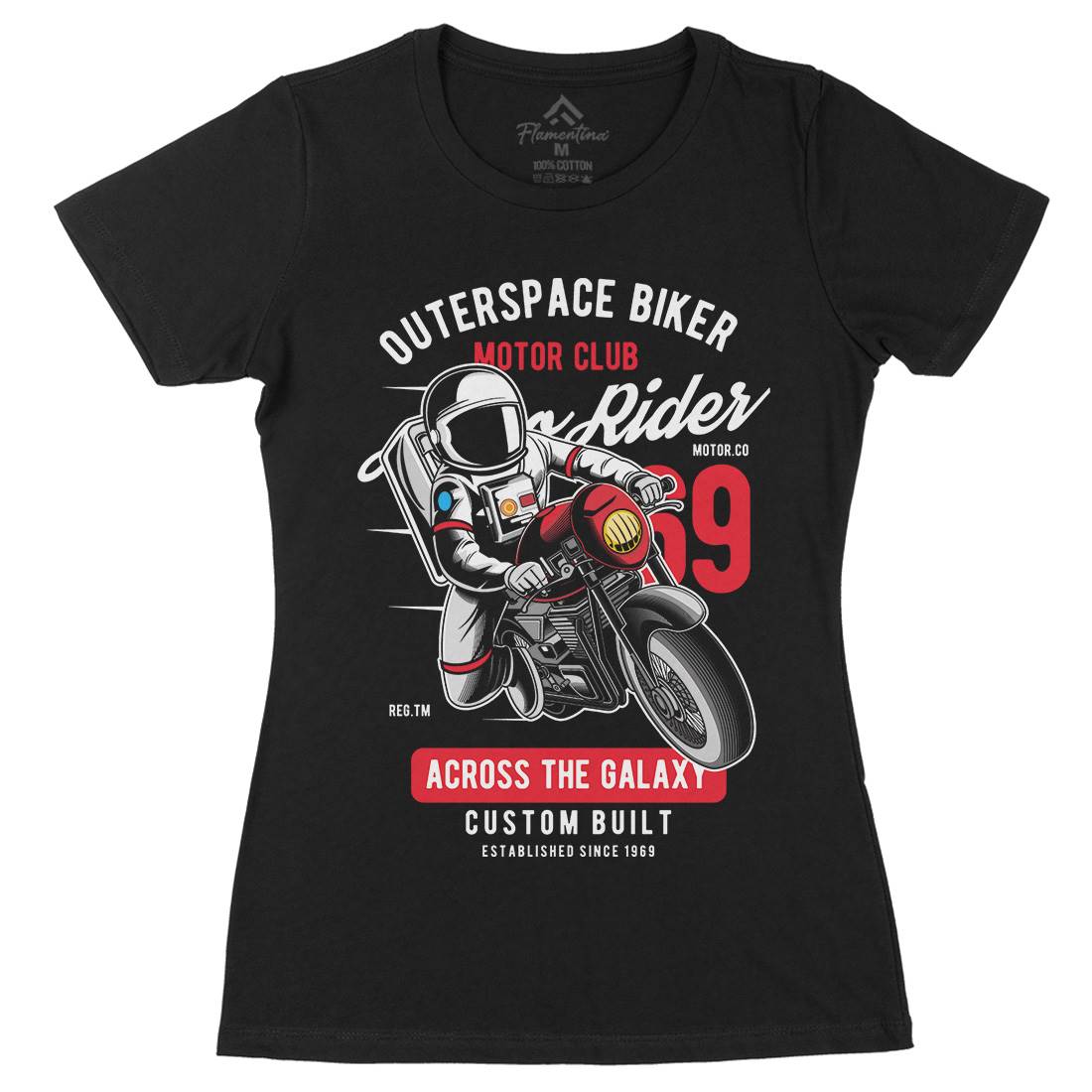 Outer Space Biker Womens Organic Crew Neck T-Shirt Space C407