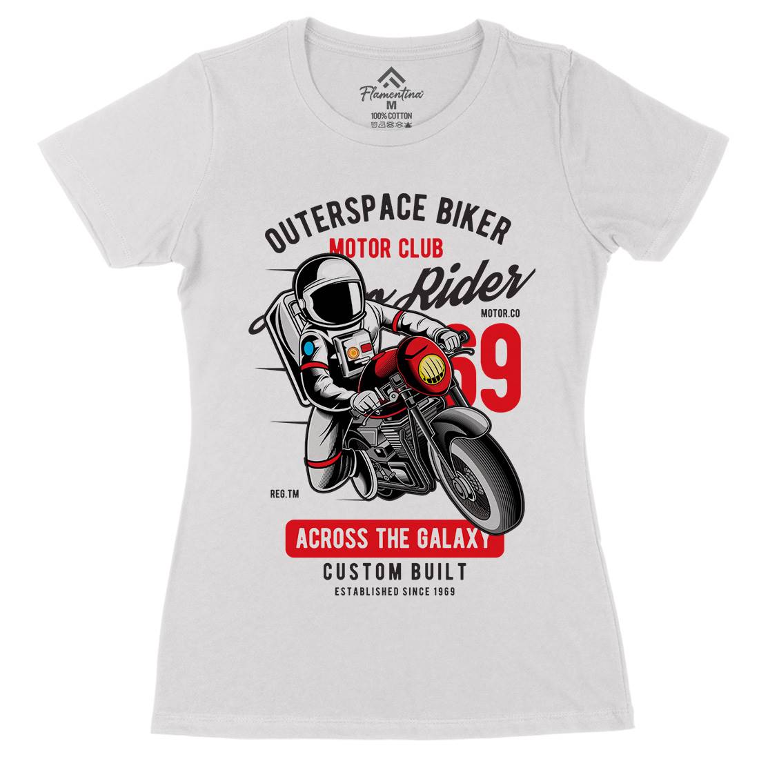Outer Space Biker Womens Organic Crew Neck T-Shirt Space C407