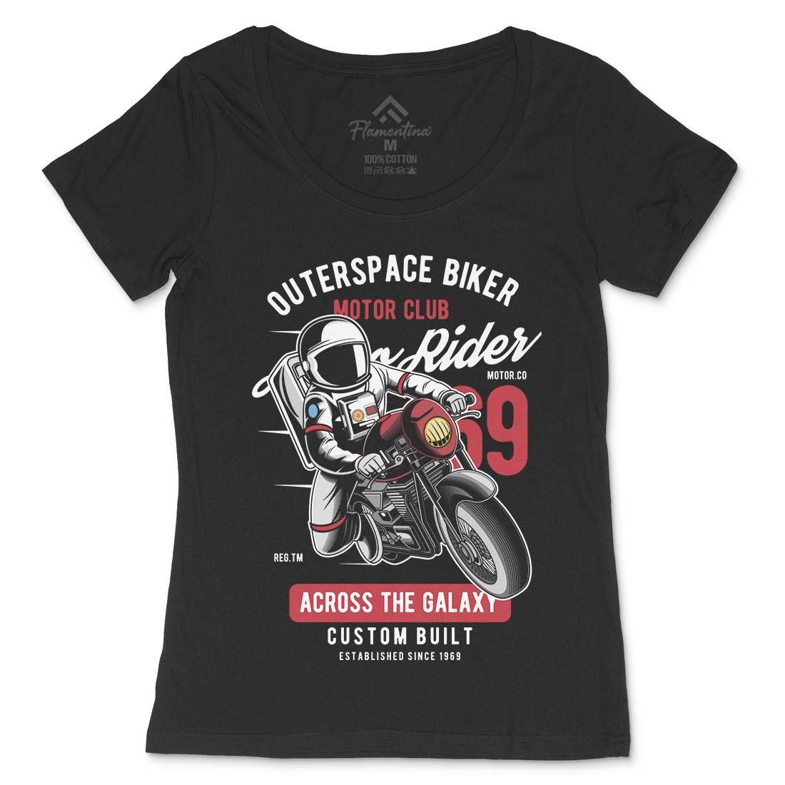 Outer Space Biker Womens Scoop Neck T-Shirt Space C407