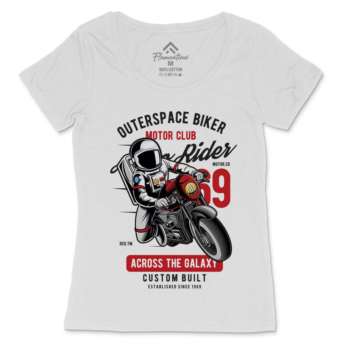 Outer Space Biker Womens Scoop Neck T-Shirt Space C407