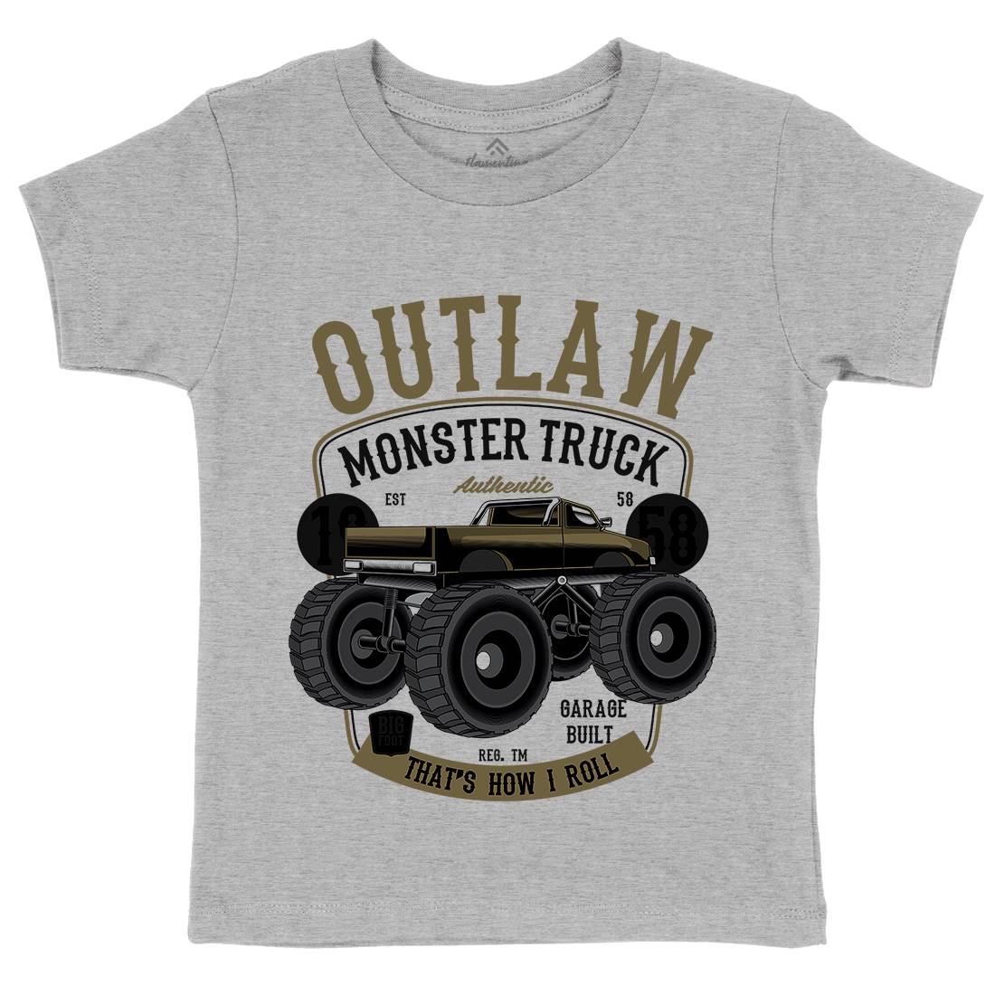 Outlaw Monster Truck Kids Organic Crew Neck T-Shirt Vehicles C408