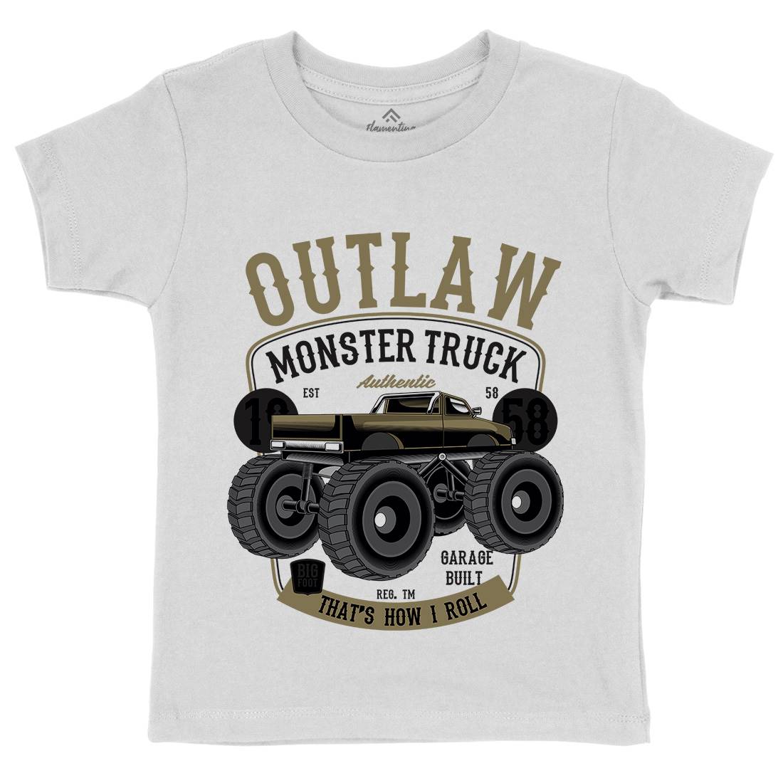 Outlaw Monster Truck Kids Organic Crew Neck T-Shirt Vehicles C408