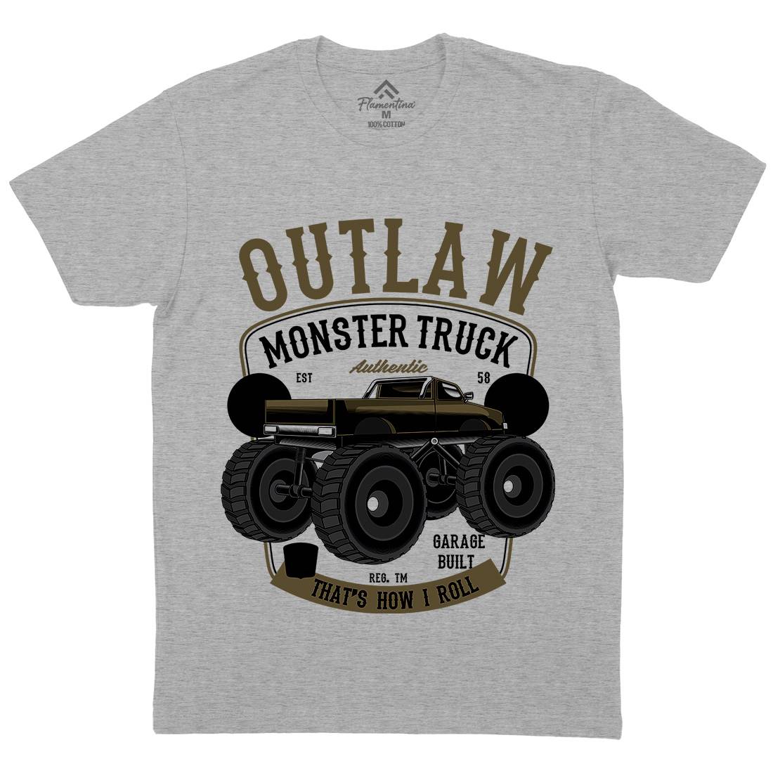 Outlaw Monster Truck Mens Crew Neck T-Shirt Vehicles C408