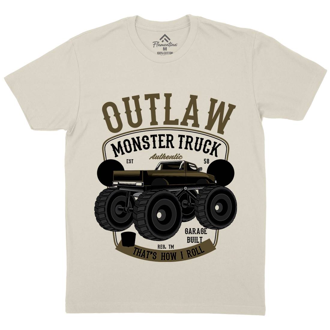Outlaw Monster Truck Mens Organic Crew Neck T-Shirt Vehicles C408
