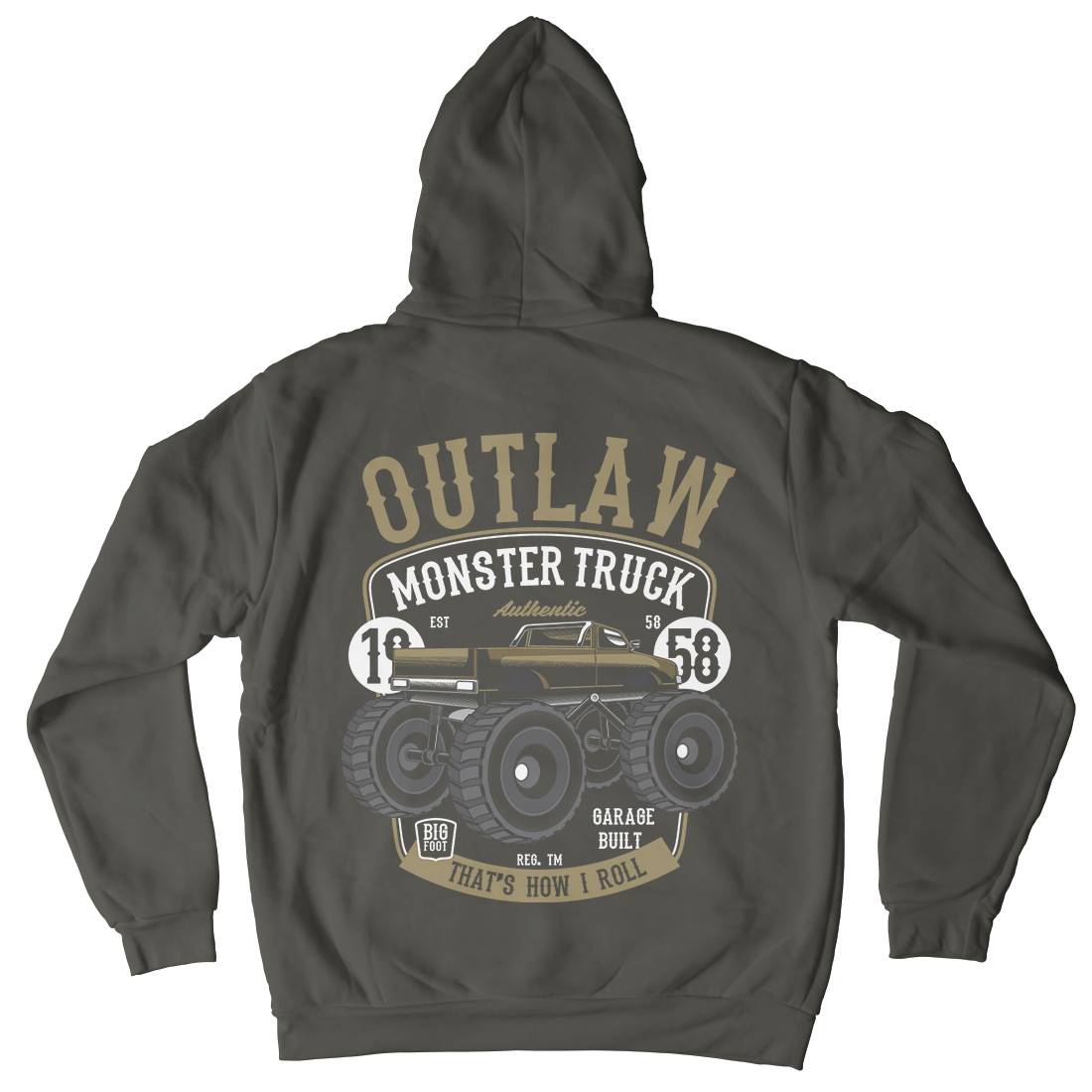 Outlaw Monster Truck Kids Crew Neck Hoodie Vehicles C408