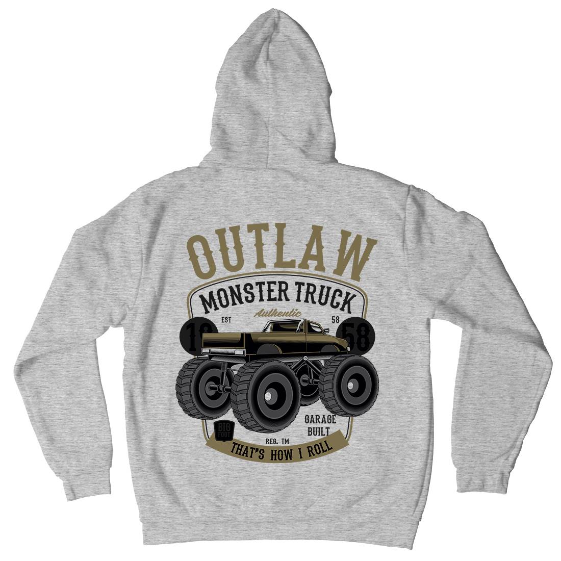 Outlaw Monster Truck Mens Hoodie With Pocket Vehicles C408