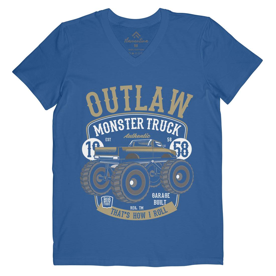 Outlaw Monster Truck Mens V-Neck T-Shirt Vehicles C408