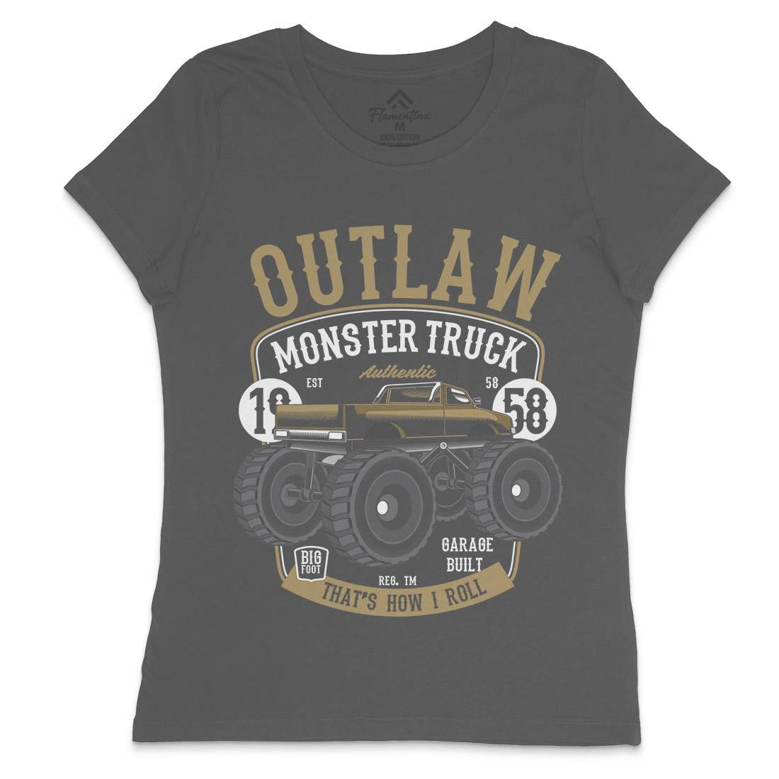 Outlaw Monster Truck Womens Crew Neck T-Shirt Vehicles C408