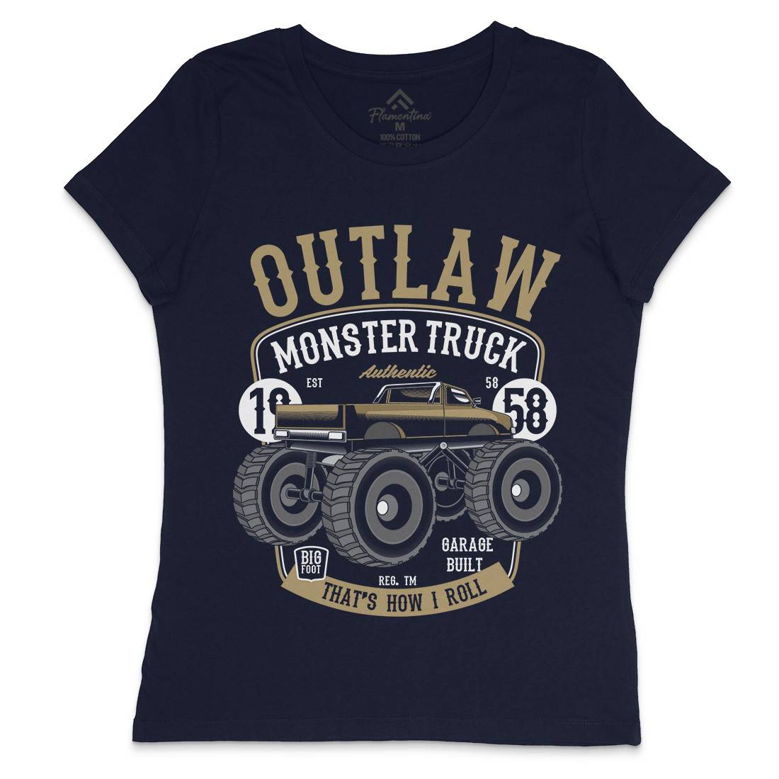 Outlaw Monster Truck Womens Crew Neck T-Shirt Vehicles C408