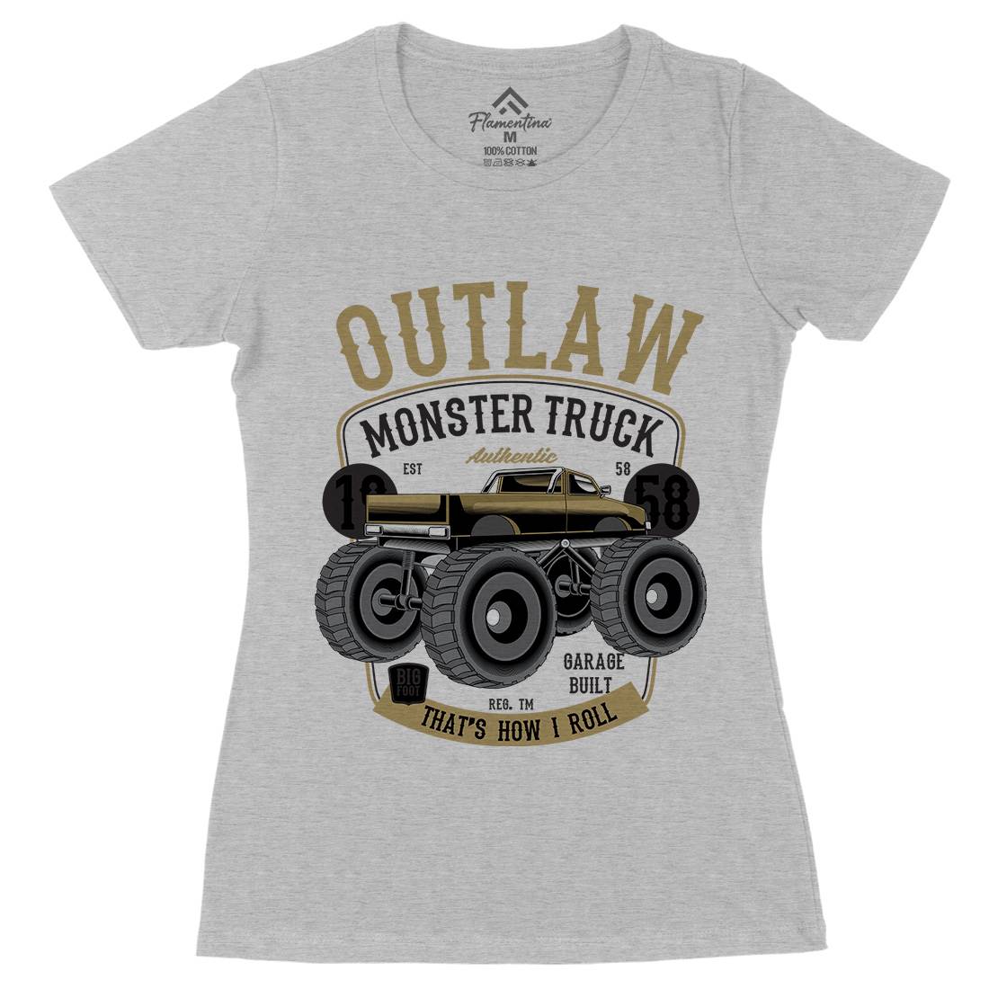 Outlaw Monster Truck Womens Organic Crew Neck T-Shirt Vehicles C408