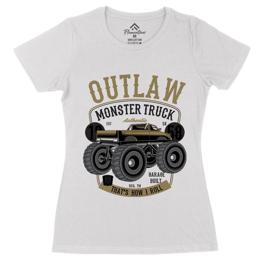 Outlaw Monster Truck Womens Organic Crew Neck T-Shirt Vehicles C408