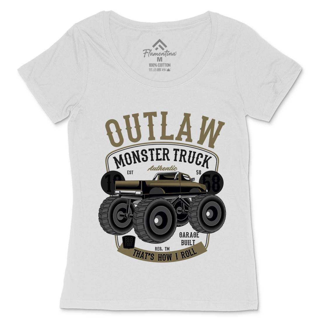 Outlaw Monster Truck Womens Scoop Neck T-Shirt Vehicles C408