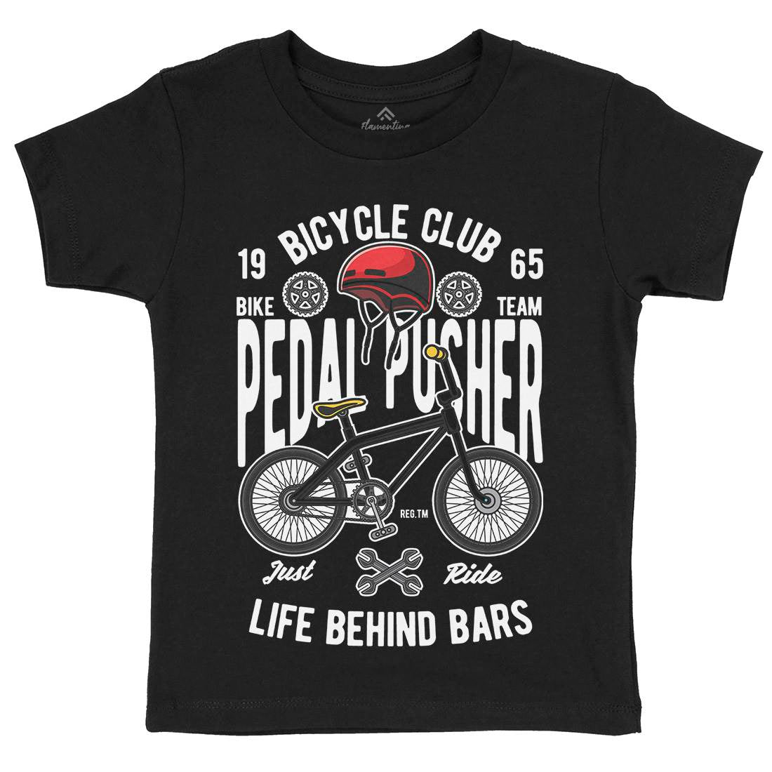 Pedal Pusher Kids Organic Crew Neck T-Shirt Bikes C411