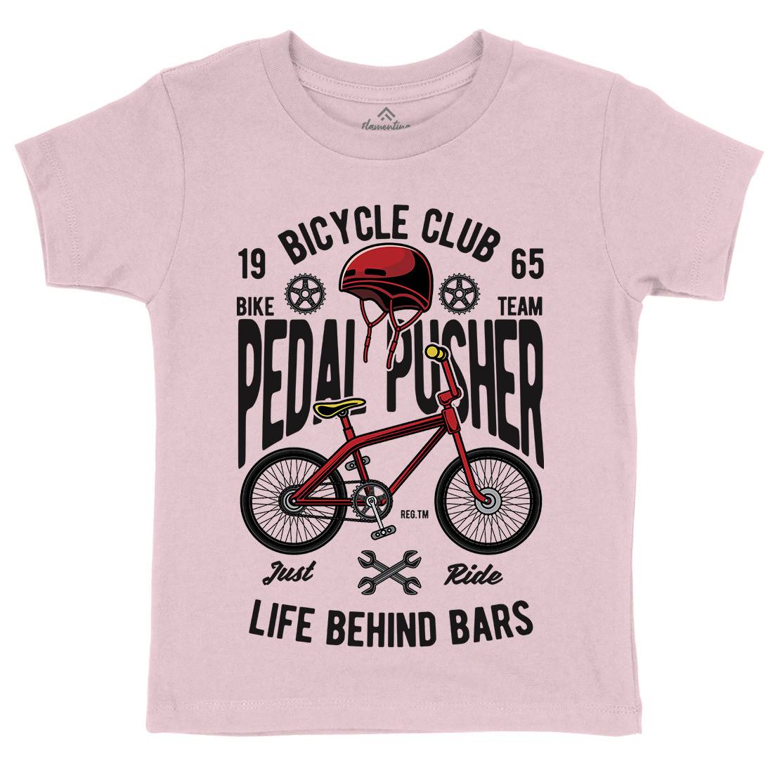 Pedal Pusher Kids Crew Neck T-Shirt Bikes C411