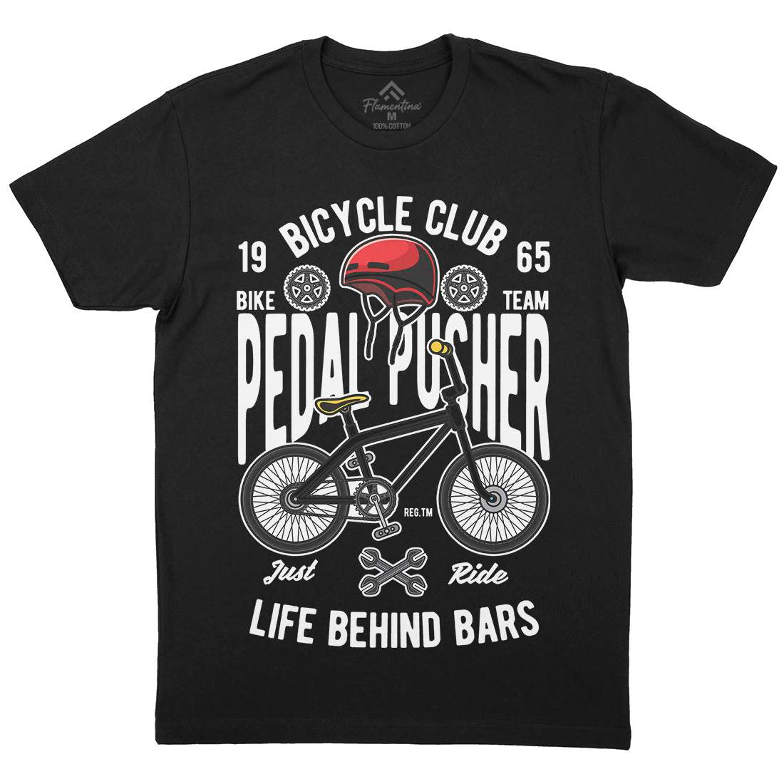 Pedal Pusher Mens Organic Crew Neck T-Shirt Bikes C411