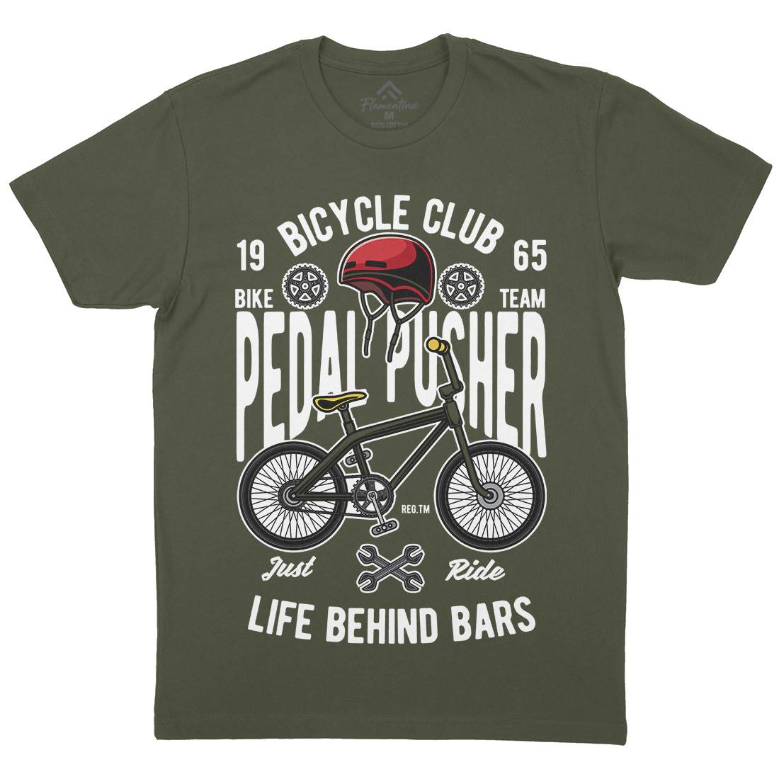 Pedal Pusher Mens Crew Neck T-Shirt Bikes C411