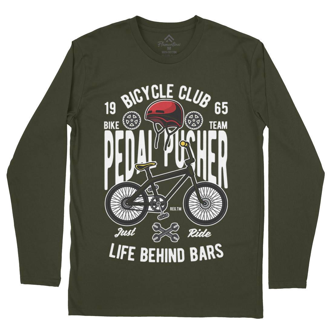 Pedal Pusher Mens Long Sleeve T-Shirt Bikes C411