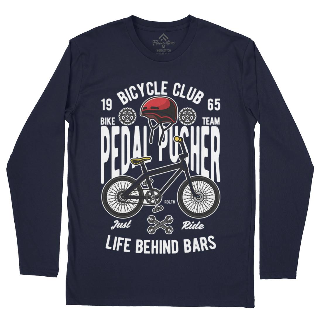 Pedal Pusher Mens Long Sleeve T-Shirt Bikes C411