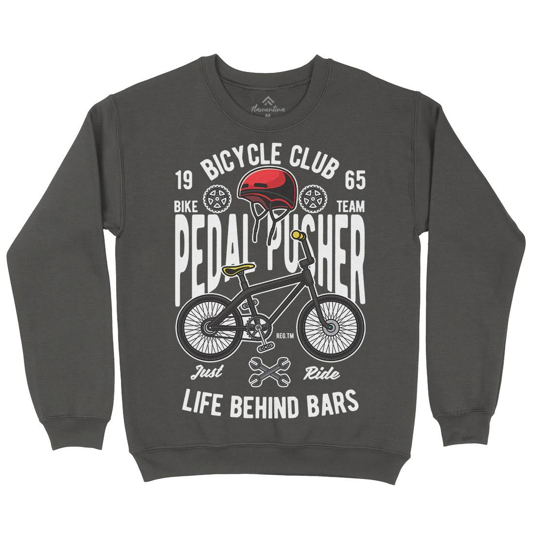 Pedal Pusher Mens Crew Neck Sweatshirt Bikes C411