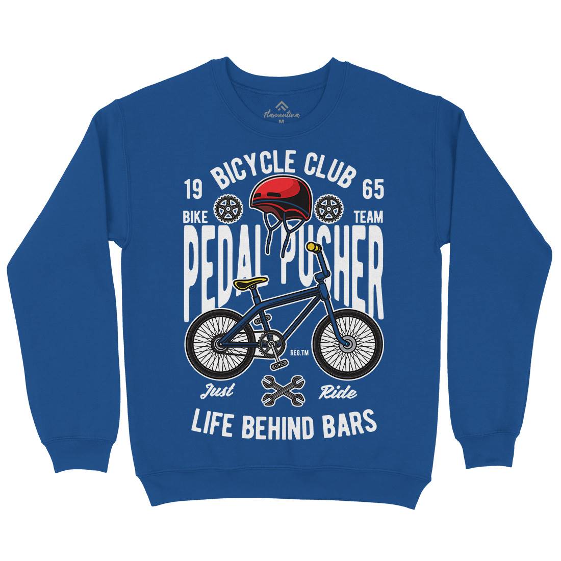 Pedal Pusher Mens Crew Neck Sweatshirt Bikes C411