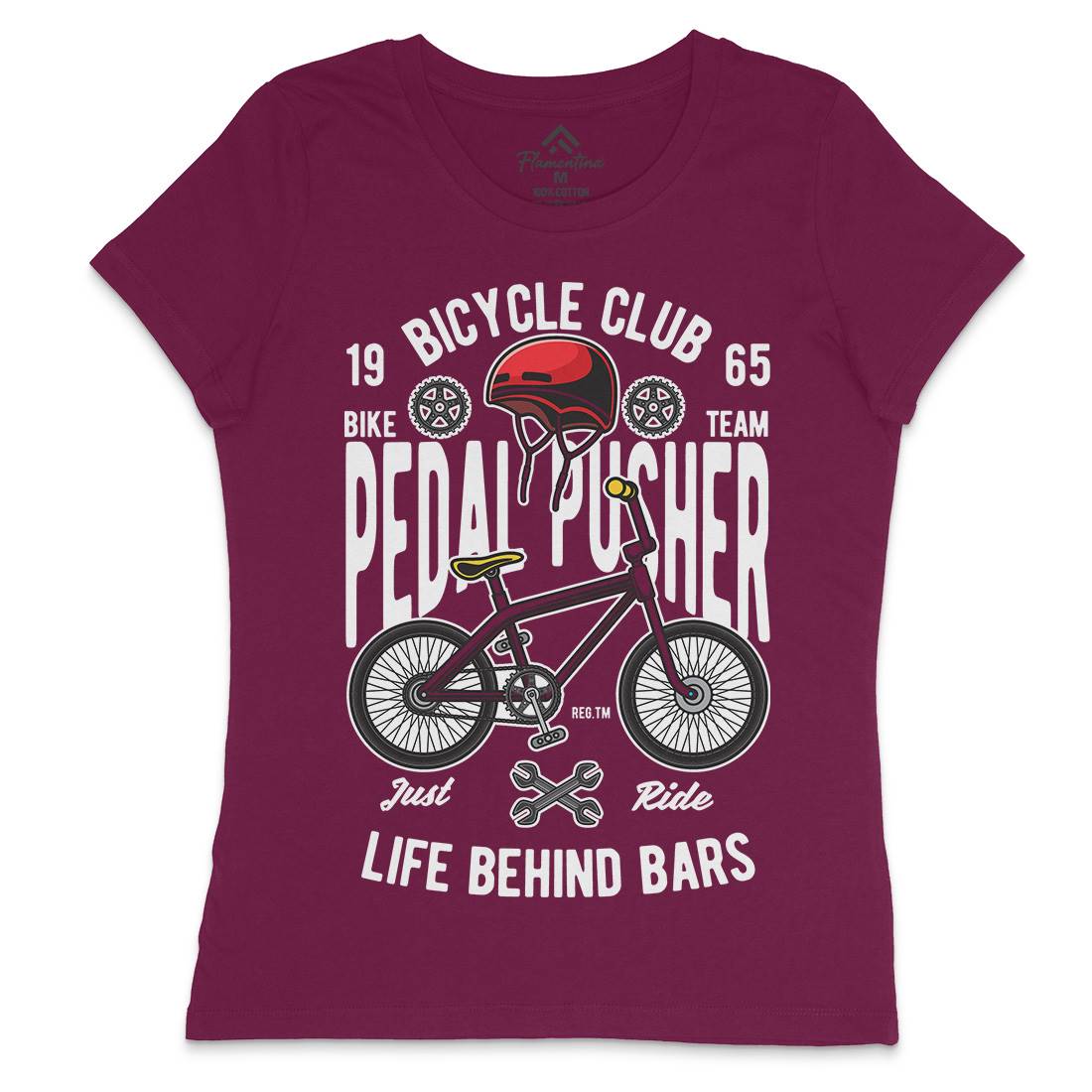 Pedal Pusher Womens Crew Neck T-Shirt Bikes C411