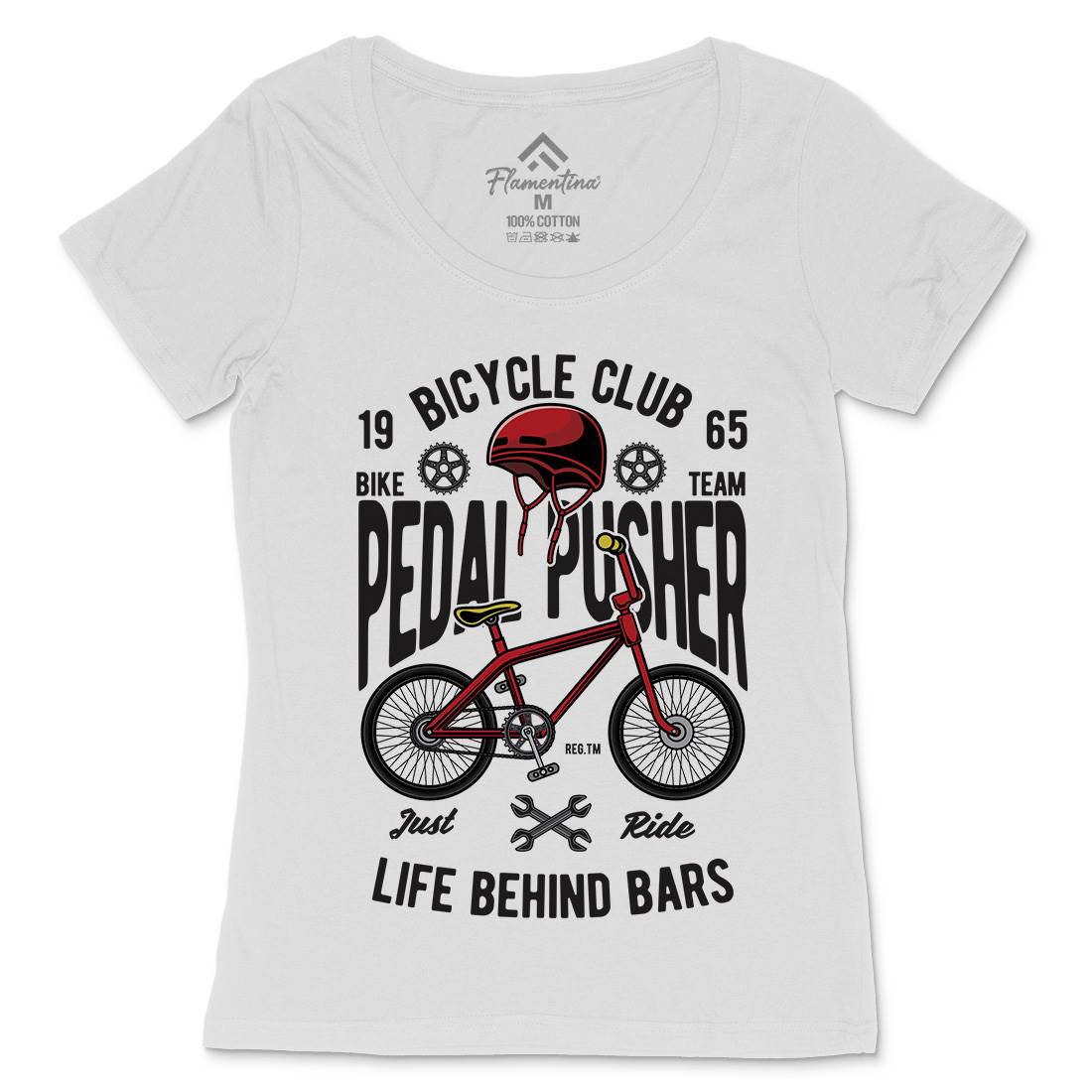 Pedal Pusher Womens Scoop Neck T-Shirt Bikes C411