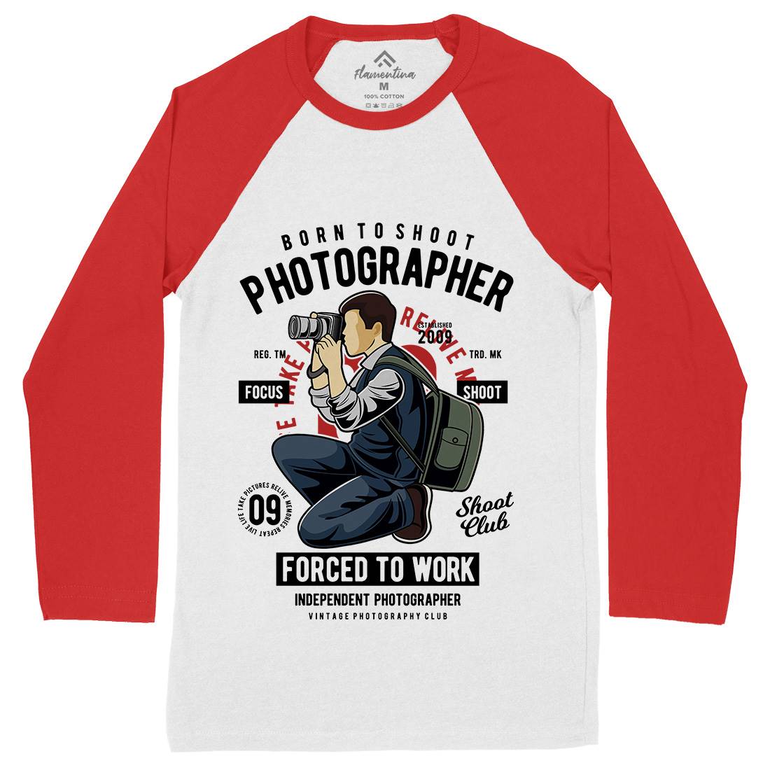 Photographer Mens Long Sleeve Baseball T-Shirt Media C413