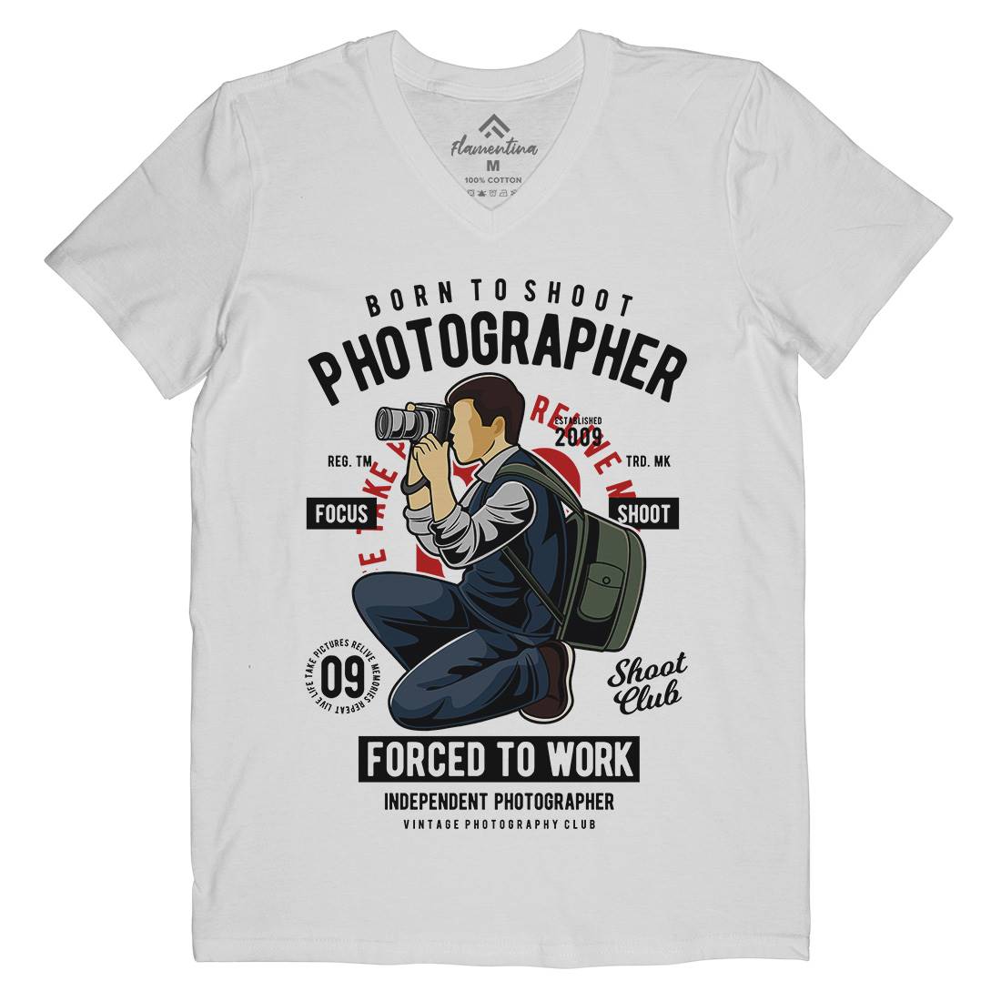 Photographer Mens Organic V-Neck T-Shirt Media C413