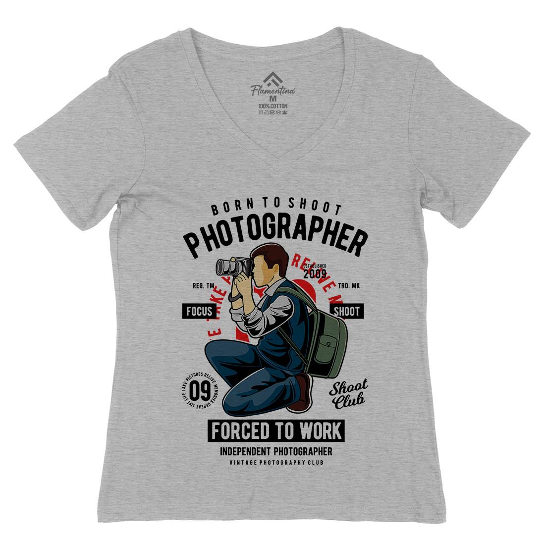 Photographer Womens Organic V-Neck T-Shirt Media C413