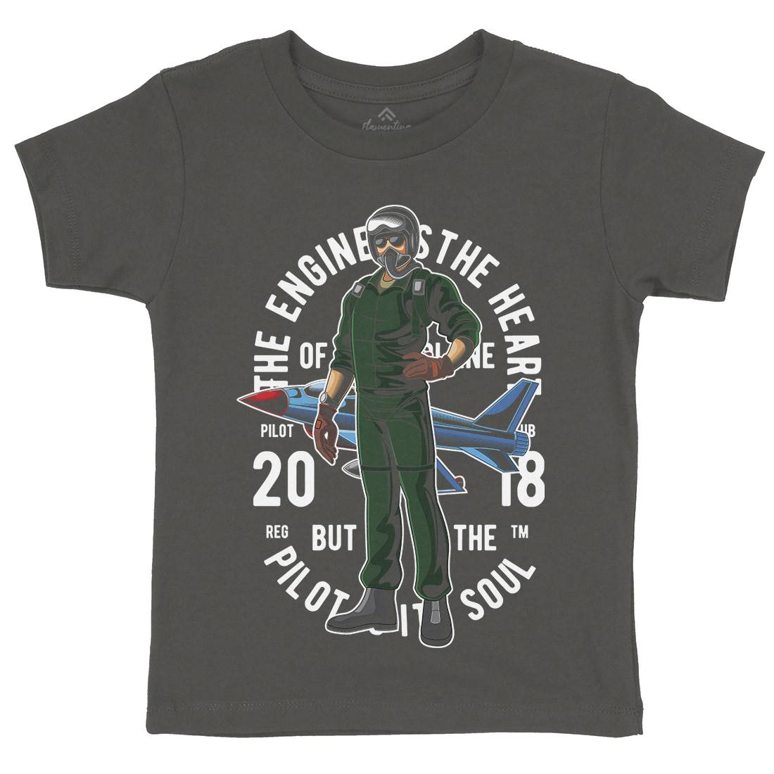 Pilot Kids Organic Crew Neck T-Shirt Army C414