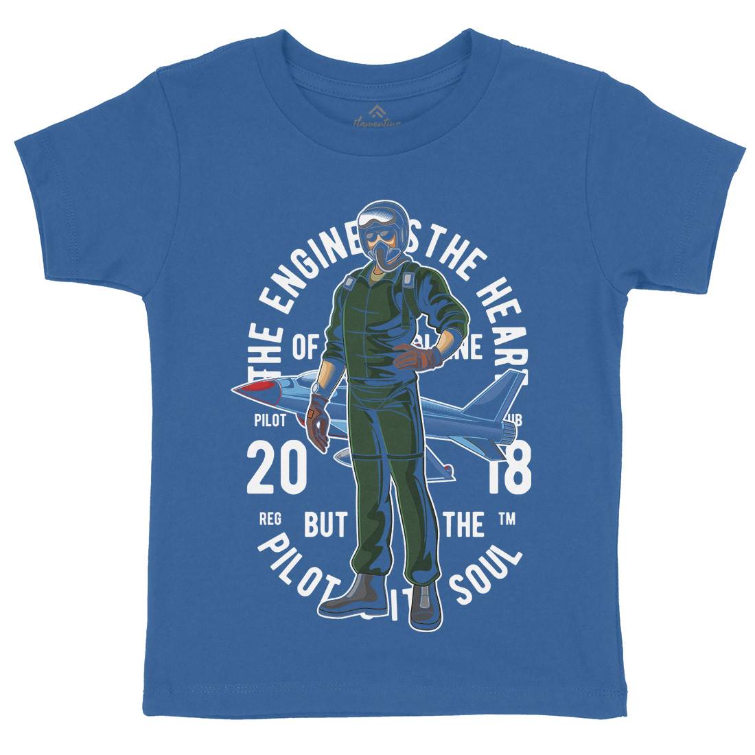 Pilot Kids Crew Neck T-Shirt Army C414