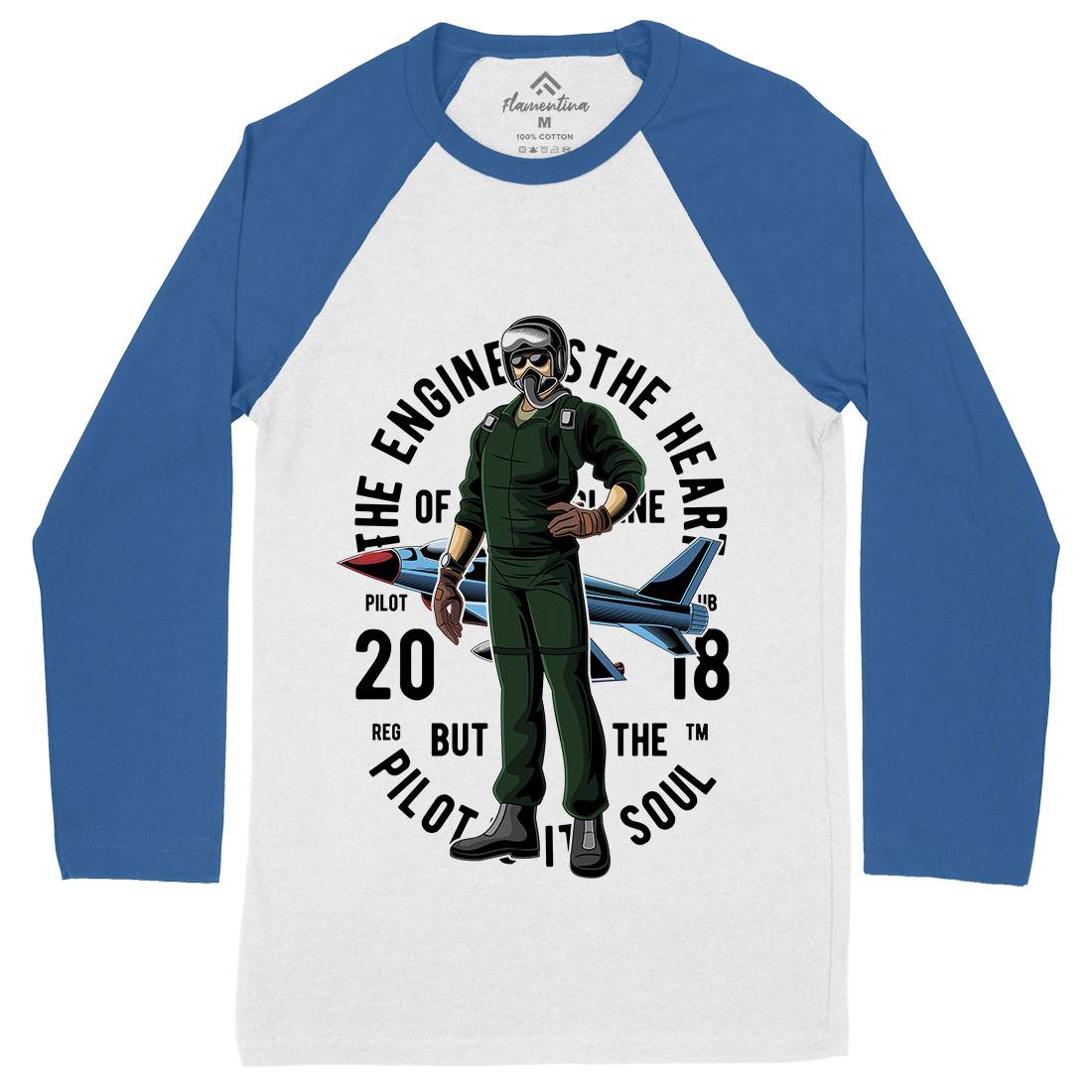 Pilot Mens Long Sleeve Baseball T-Shirt Army C414