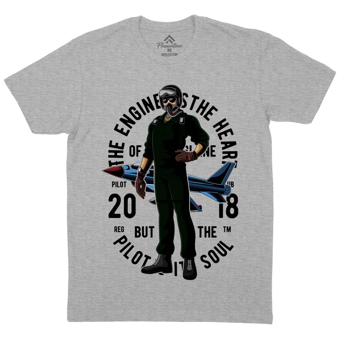 Pilot Mens Organic Crew Neck T-Shirt Army C414