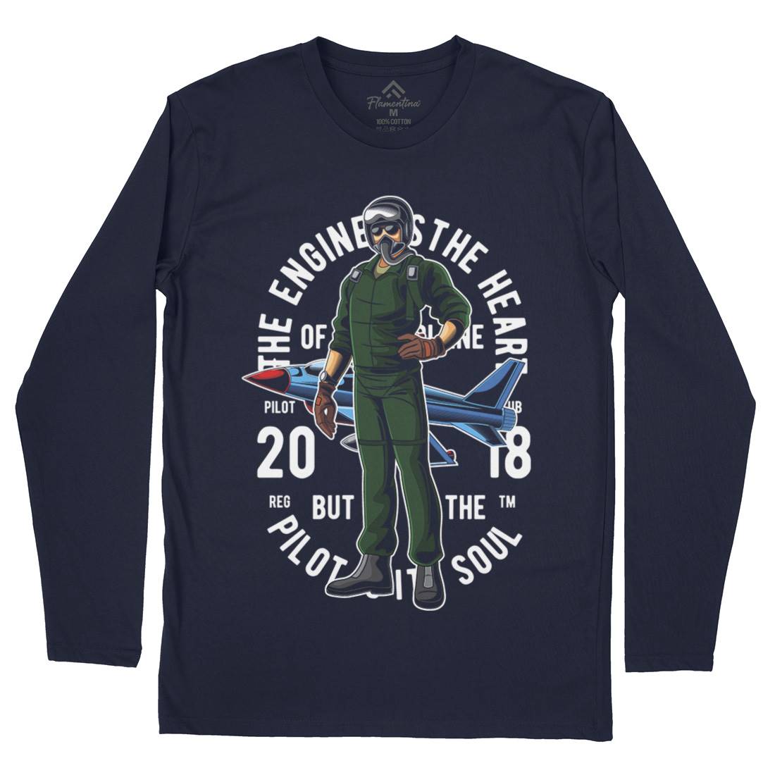 Pilot Mens Long Sleeve T-Shirt Army C414