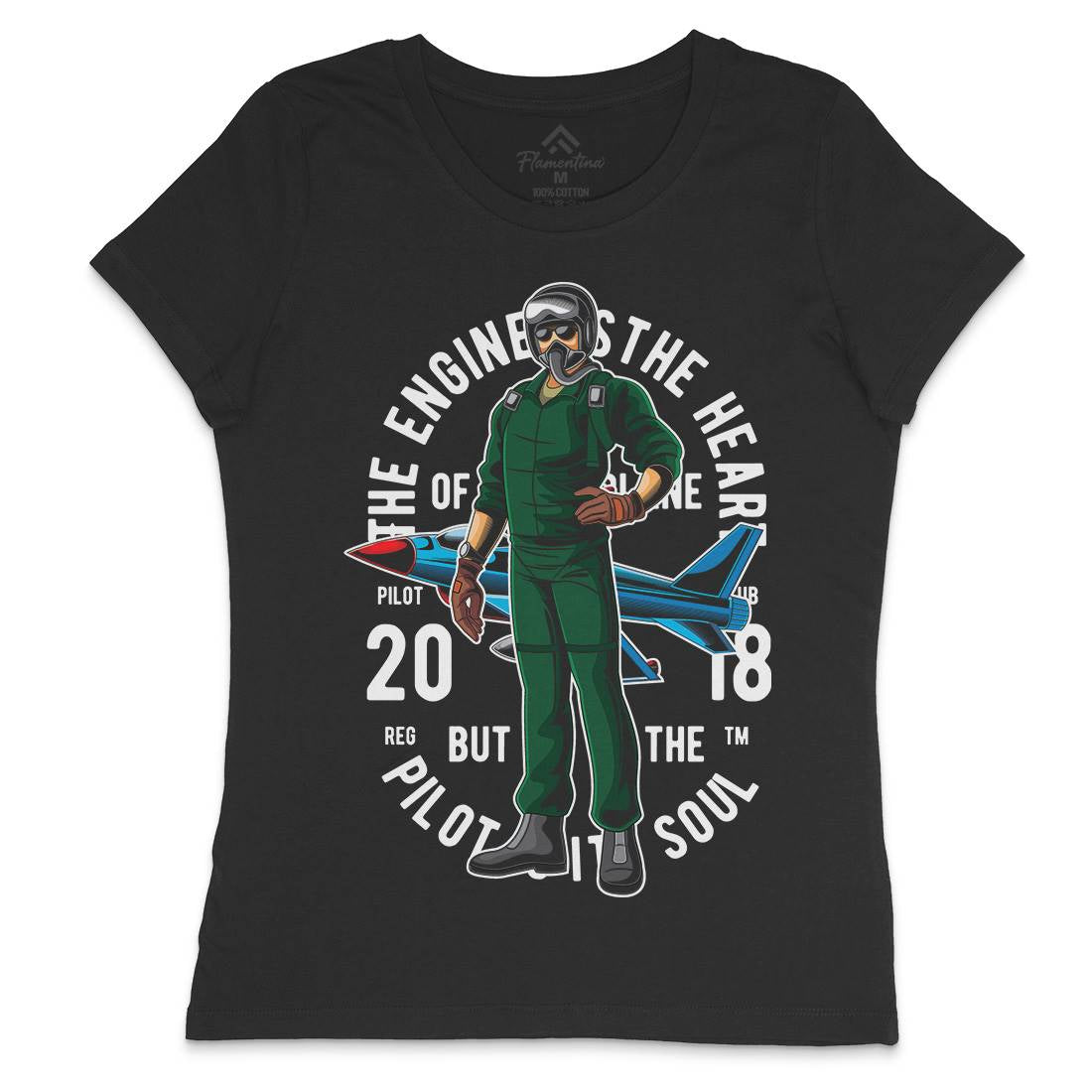 Pilot Womens Crew Neck T-Shirt Army C414
