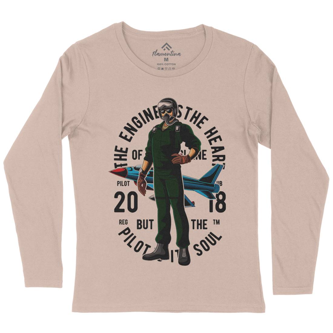 Pilot Womens Long Sleeve T-Shirt Army C414
