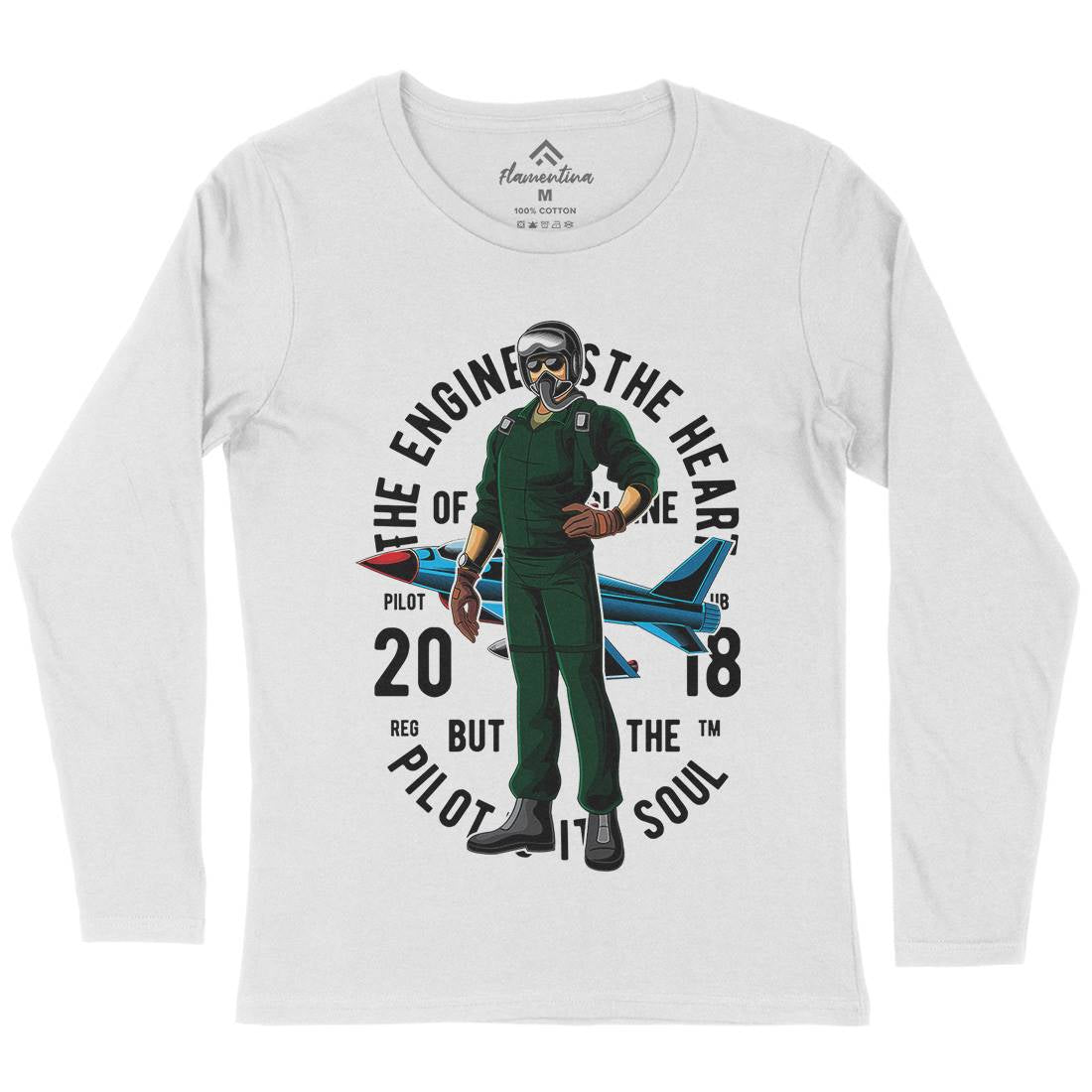 Pilot Womens Long Sleeve T-Shirt Army C414