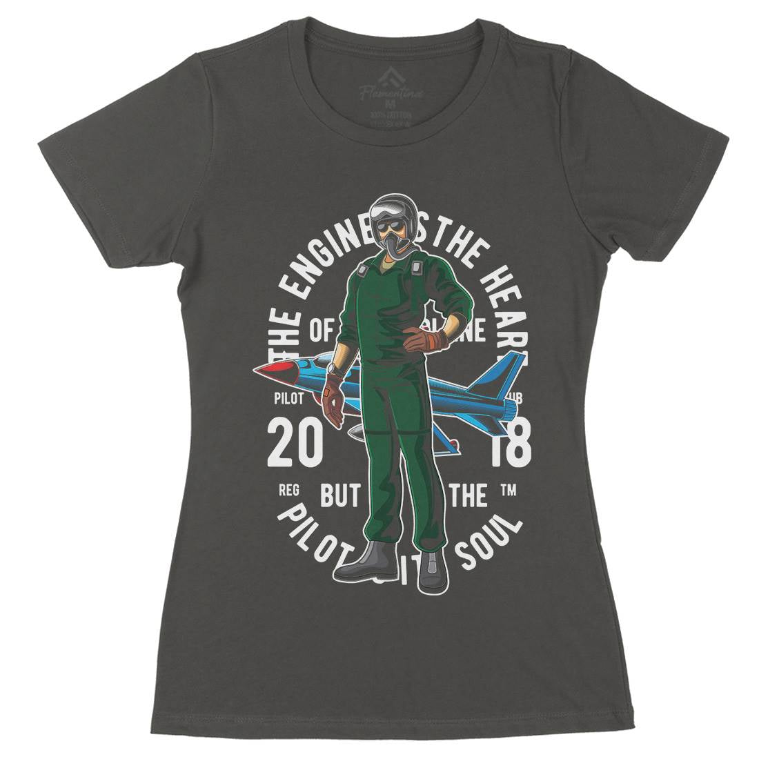 Pilot Womens Organic Crew Neck T-Shirt Army C414