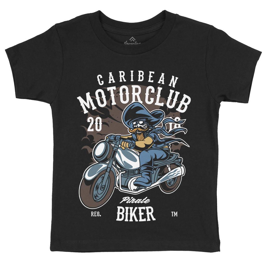 Pirate Biker Kids Organic Crew Neck T-Shirt Motorcycles C415